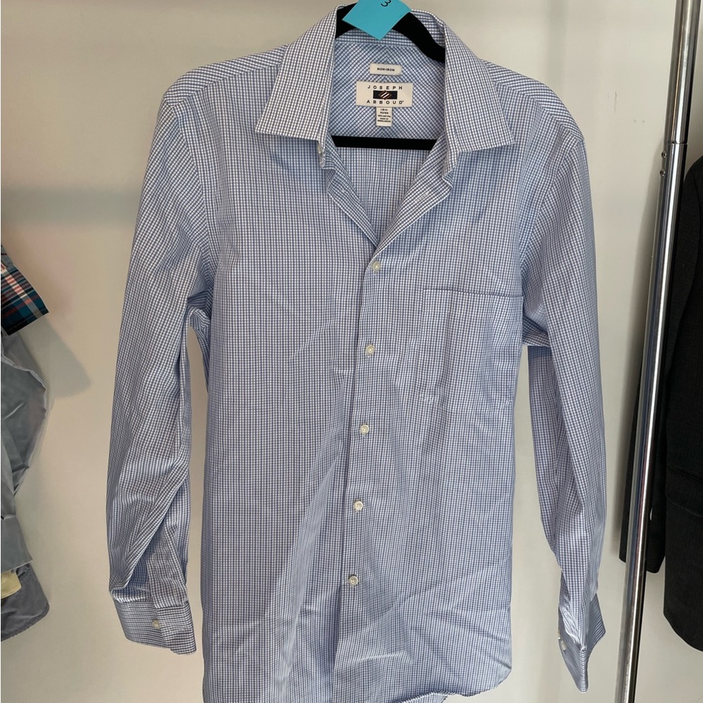 Men's Joseph Abboud Long Sleeve Dress Shirt - Blue and White Small Wi